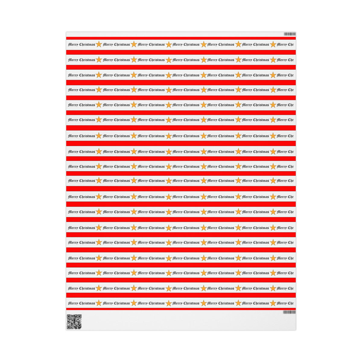 Merry Christmas Gold Star Festive Holiday Gift Wrap