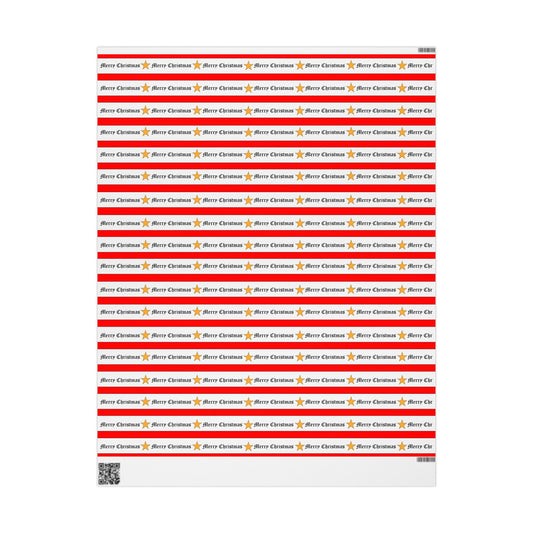 Merry Christmas Gold Star Festive Holiday Gift Wrap